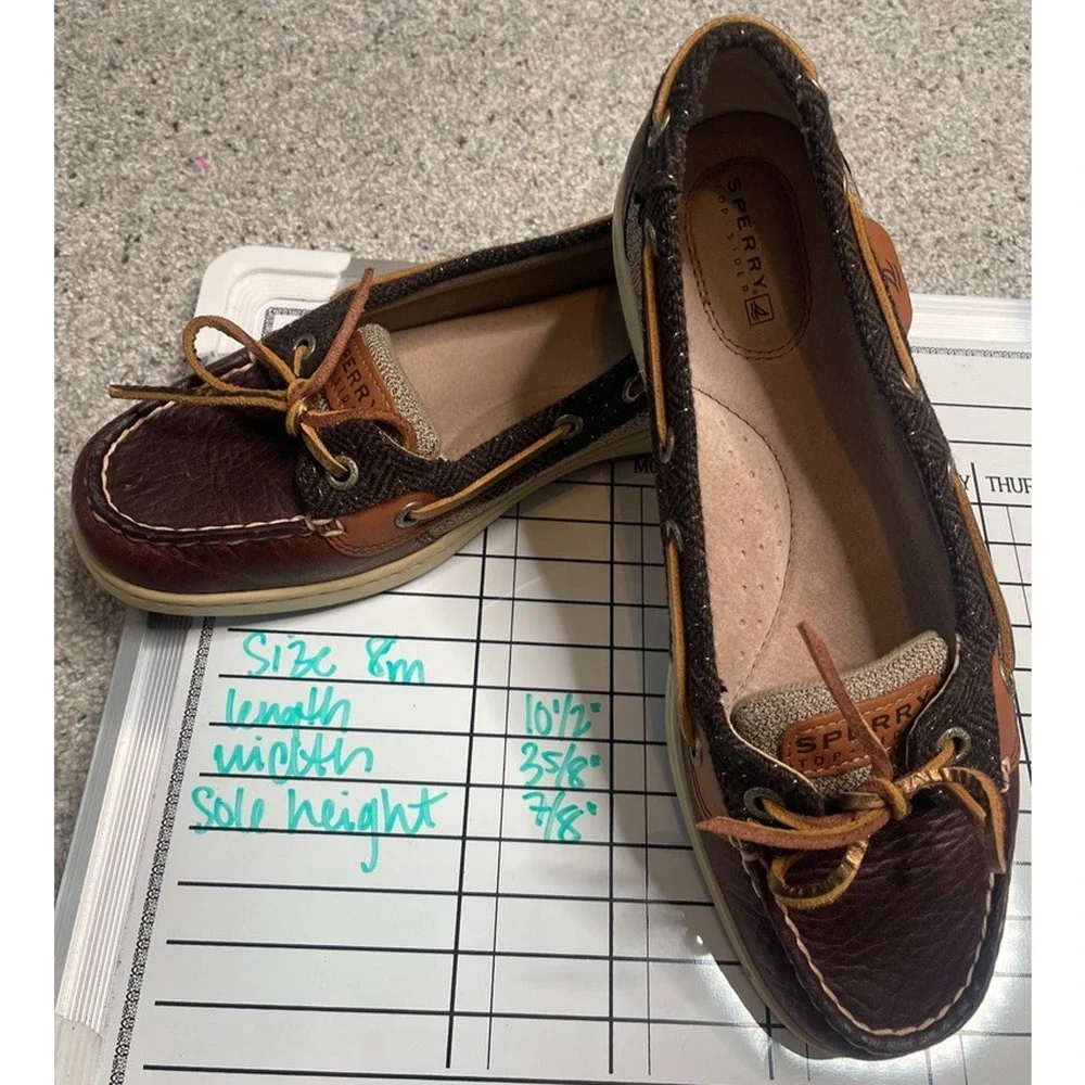 Sperry Top-Sider Women's Angelfish Boat Shoes Sz 8M Plaid Leather Comfort Preppy